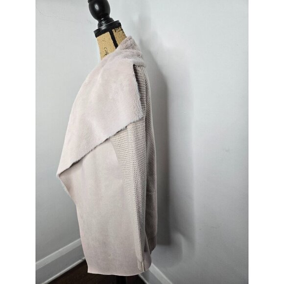 Pale Pink Soft Cozy Faux Fur Wrap Sweater Jacket - Picture 2 of 13